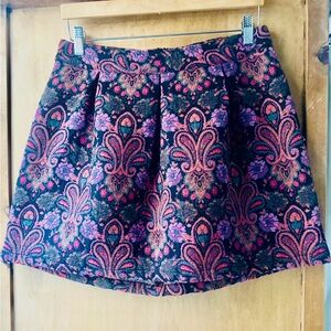 Paisley Print Jacquard Mini Skirt by Fashion Union